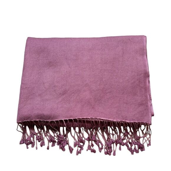 Ladies Mix Nouveau Pink Fringe End Pashmina‎ - Picture 2 of 12